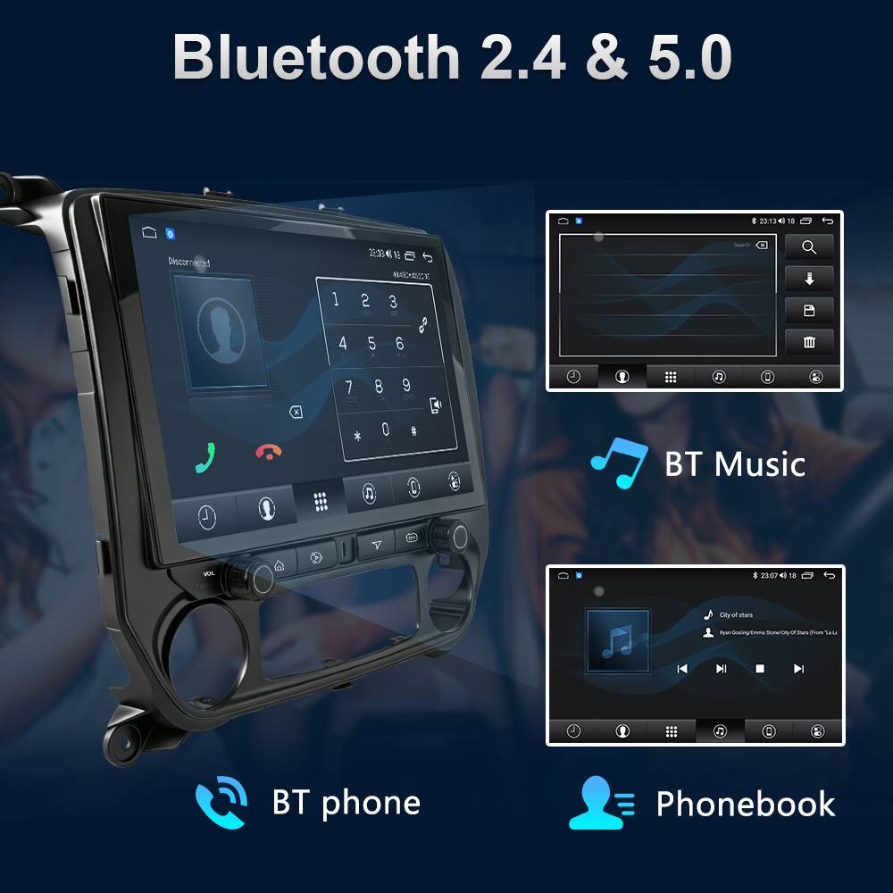 Bluetooth 2.4 & 5.0

BT phone

BT Music

Phonebook