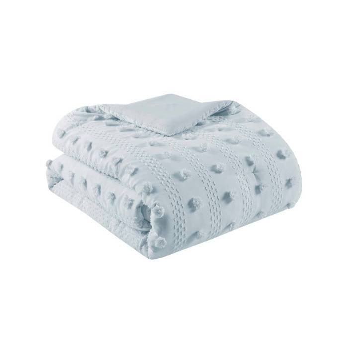 Back. Hivvago - Twin/Twin XL 2-Piece Blue Pompom Microfiber Hypoallergenic Comforter Set - Blue.