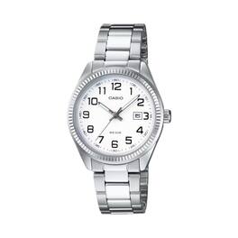 Casio - Women’s White Dial Stainless Steel Bracelet Watch - LTP-1302D-7BV - Silver