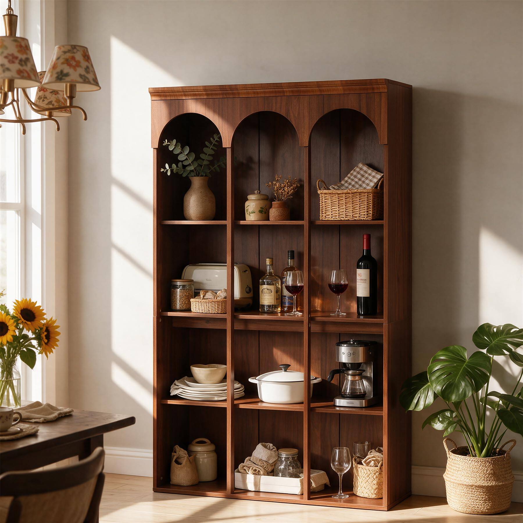 Tribesigns Arched Bookcase, 71 Inch 4 Tier Bookshelf for Office and ...