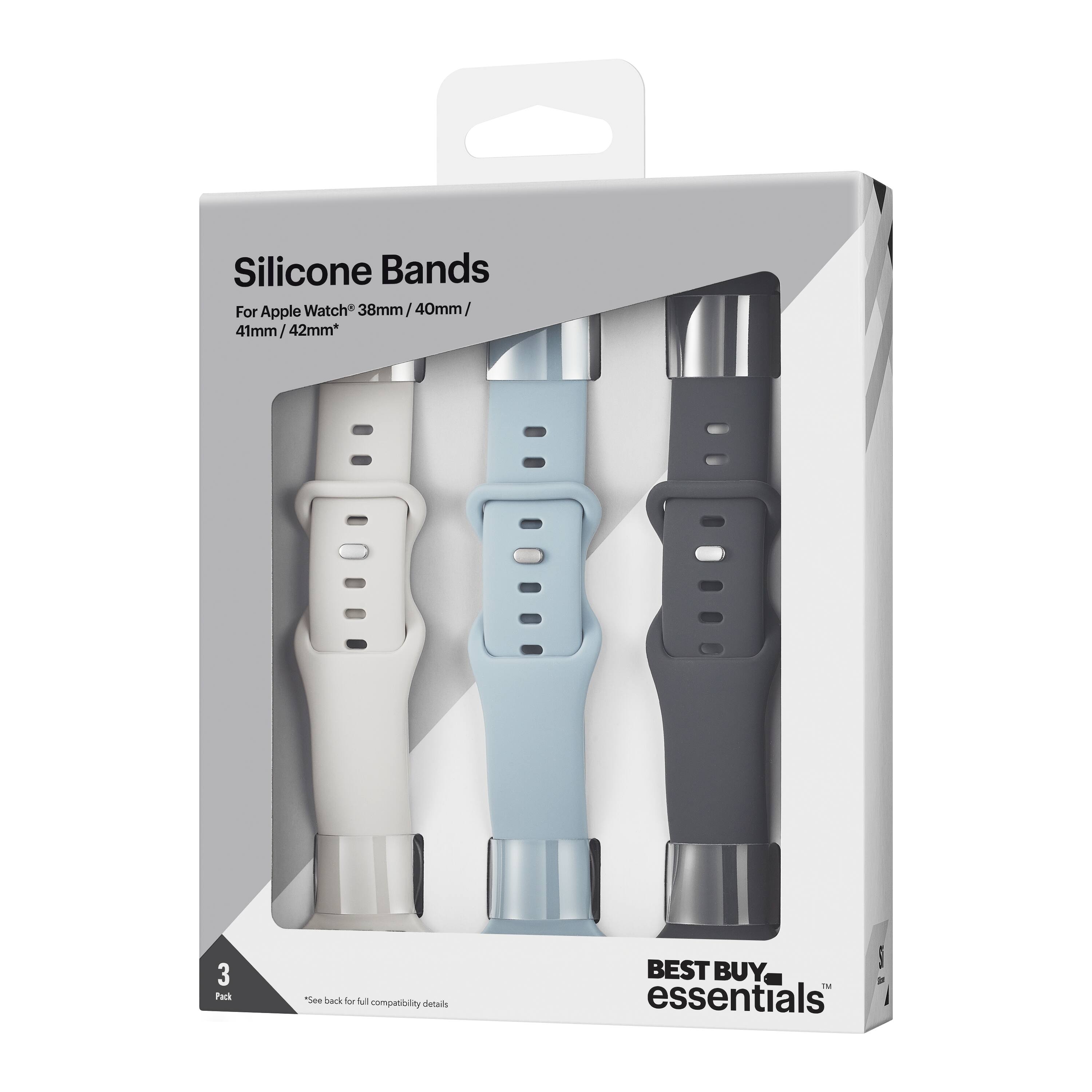 Silicone Bands  
For Apple Watch® 38mm / 40mm / 41mm / 42mm*  
3 Pack  

BEST BUY essentials  

*See back for full compatibility details