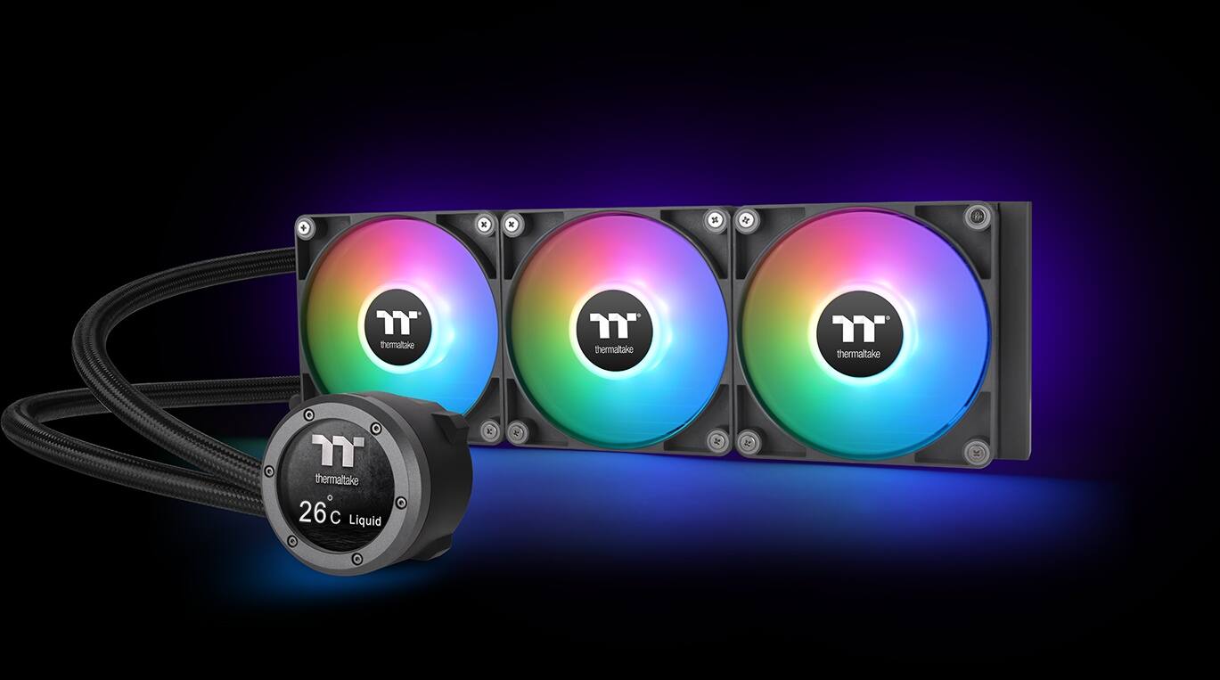 "Thermaltake" is the correct text for the first two instances, and "Thermaltake 26C Liquid K +" is the correct text for the third instance.