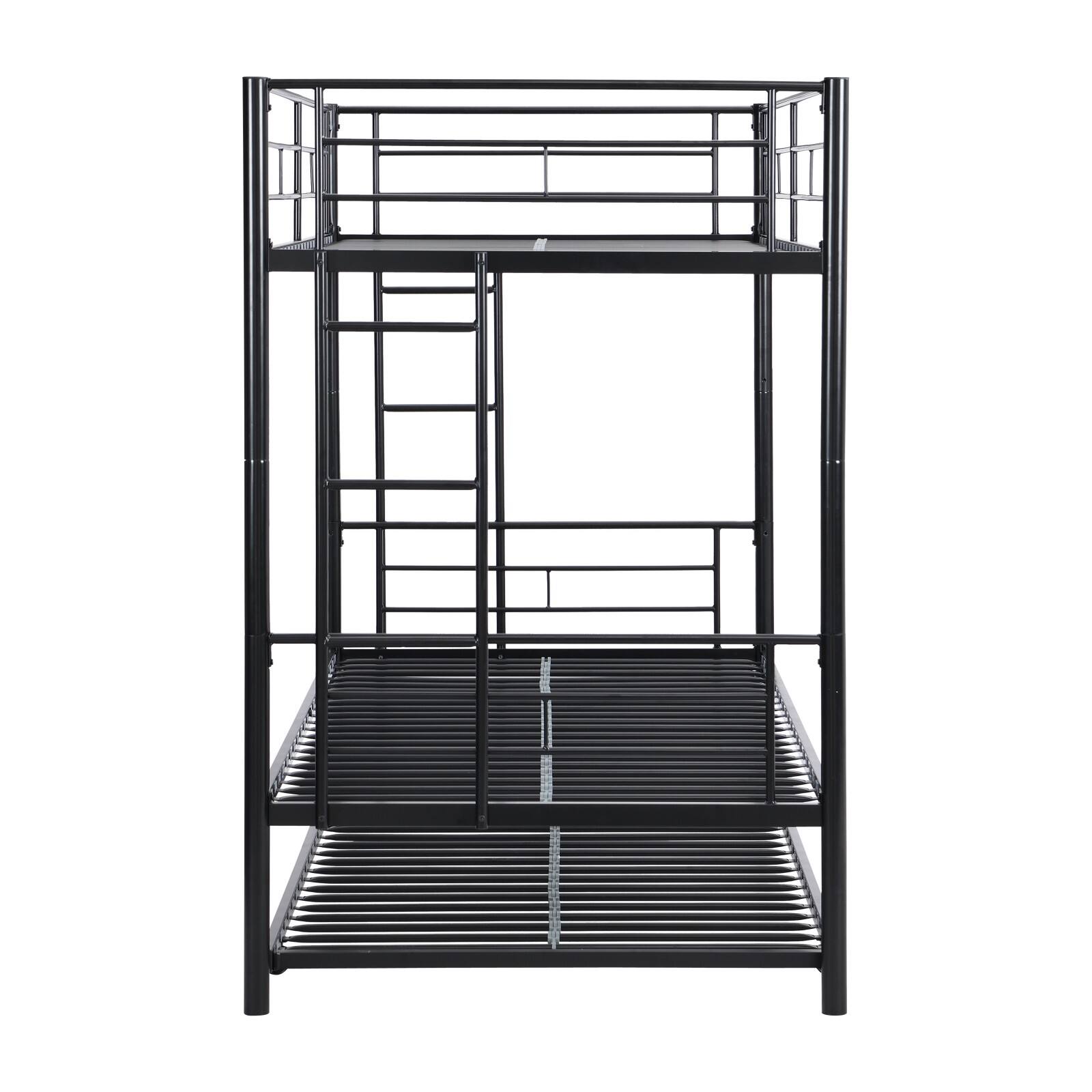 Alt View 9. Ecooso - Twin Over Twin  Metal  Bunk Bed with trundle - Black.