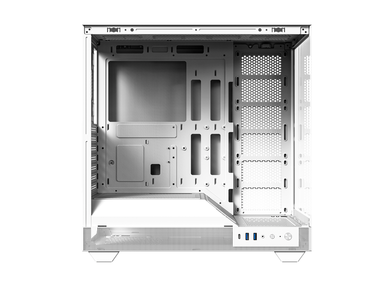 Alt View 5. DIYPC - DIYPC IDX6-W-NF White ATX Gaming Case, Dual USB3.0/Type-C, Dual Tempered Glass (Fans Not Incl.) - White.