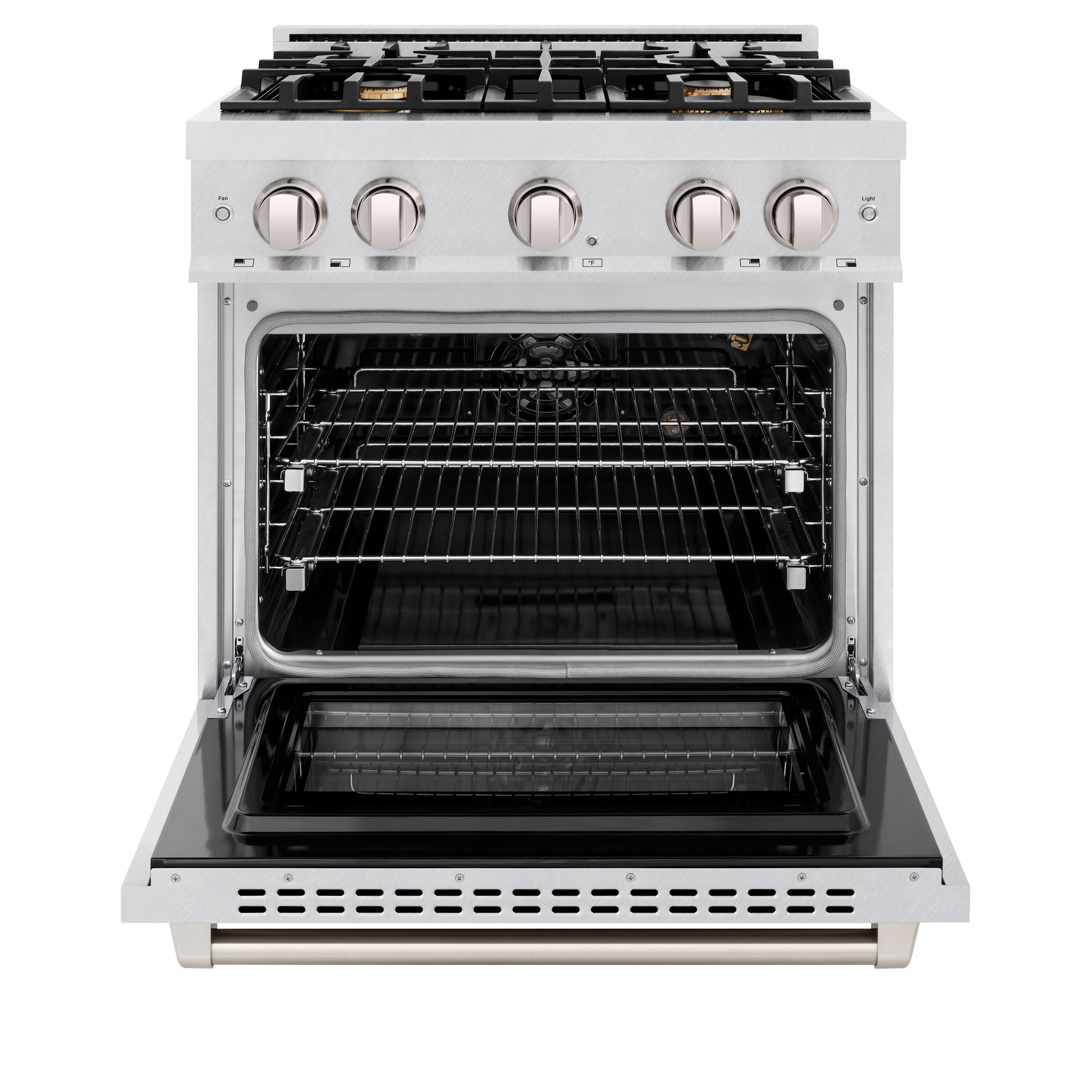 Alt View 1. ZLINE - ZLINE 30 in. 4.2 cu. ft. Freestanding Select Satin Stainless Gas Range w/ Convection Oven & 4 Brass Burners - Satin Stainless Steel.