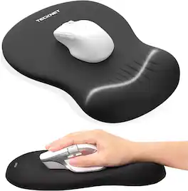 TECKNET - Ergonomic Mouse Pad with Wrist Rest, Memory Foam, Non-Slip Base for Laptop/PC, Pain Relief Home Office - Black