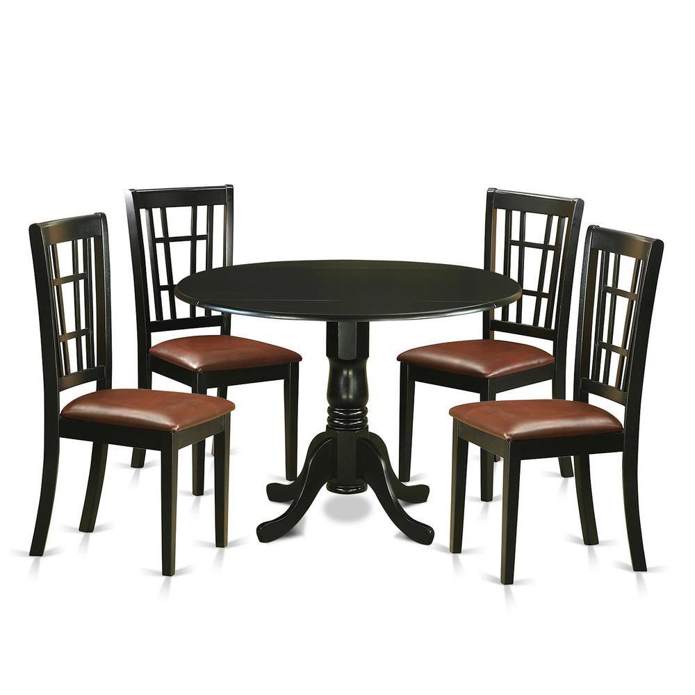 Back. East West Furniture - 5 PC Dining room set -Table and 4 Dining Chairs - Black.