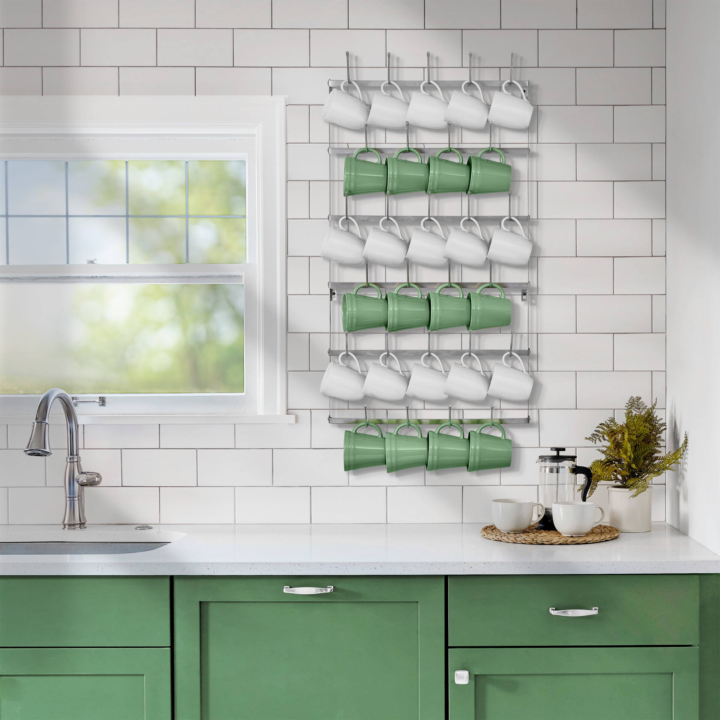 Alt View 3. Sorbus - Sorbus 6-Tier Wall Mounted Metal Mug Holder Rack - Display Organizer for Coffee Mugs, and More - Silver Large.