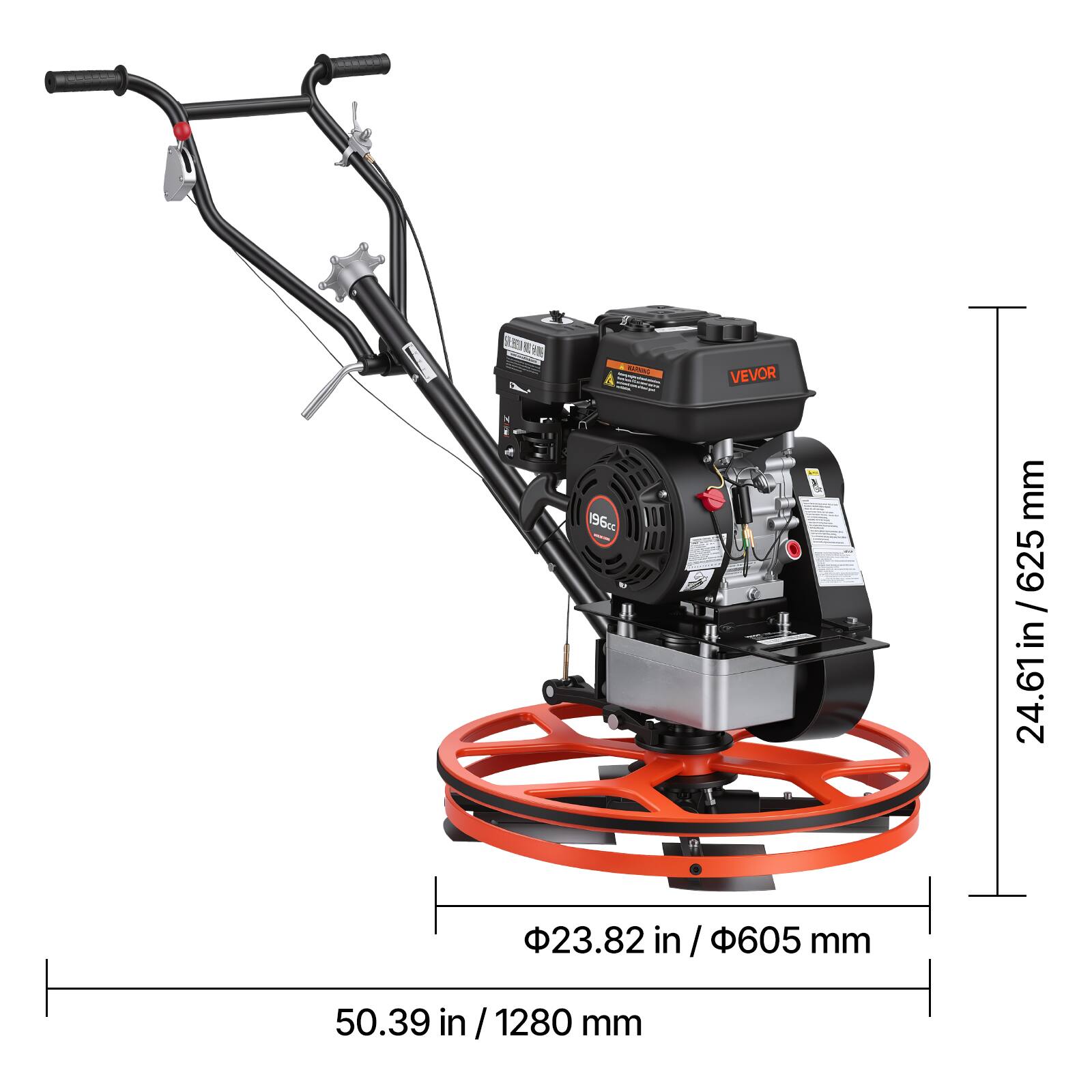 BEV E1  
VEVOR  
1960 mm  
24.61 in  
23.82 in  
605 mm  
50.39 in  
1280 mm