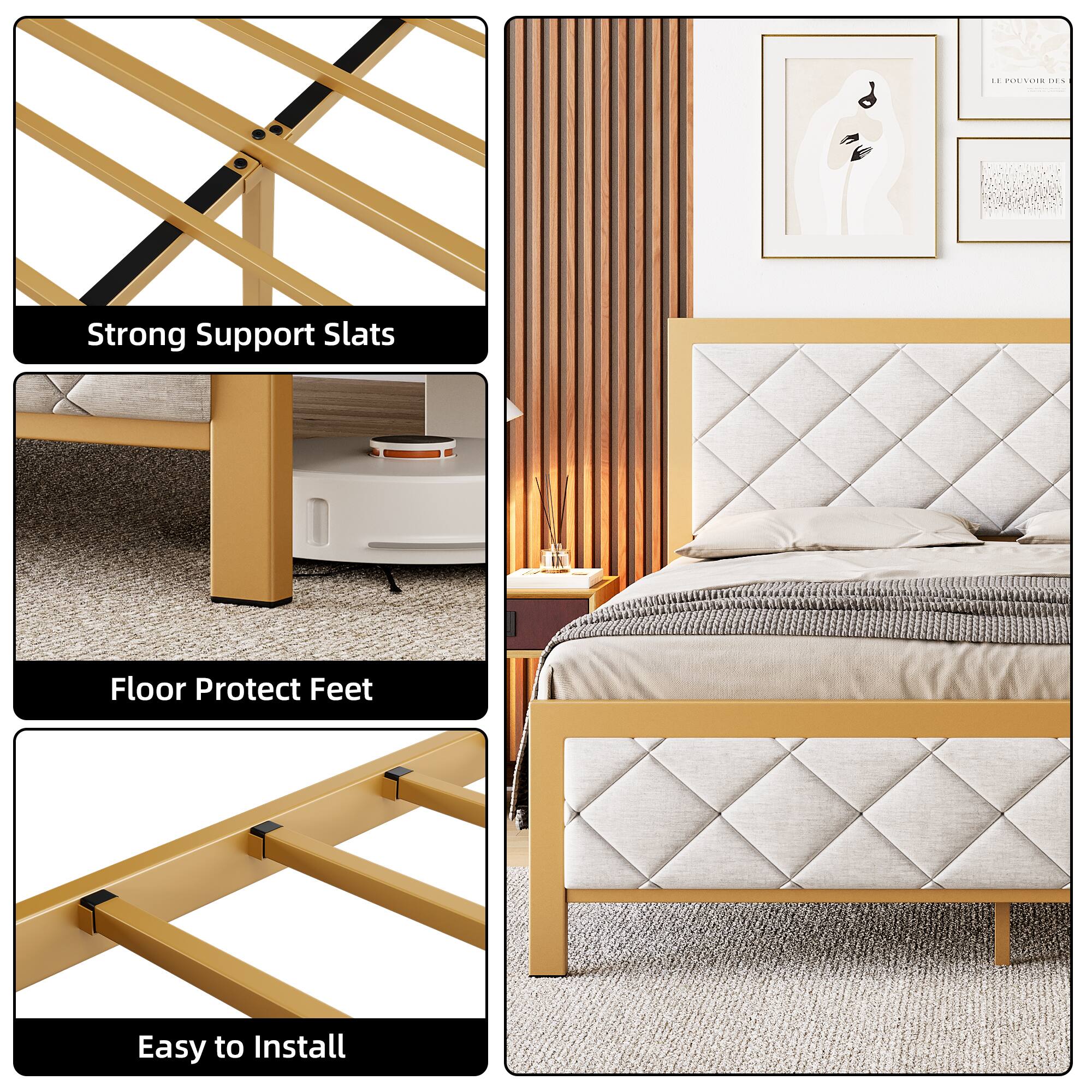 - Strong Support Slats
- Floor Protect Feet
- Easy to Install