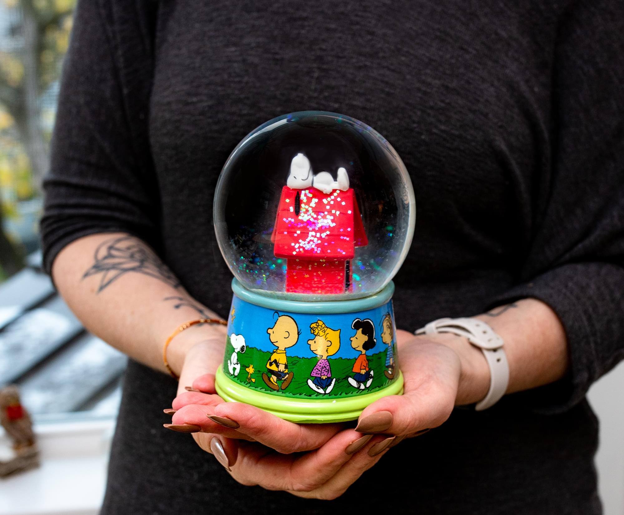 Alt View 4. Silver Buffalo - Peanuts Snoopy Group Walk Light-Up Snow Globe | 6 Inches Tall - Red.