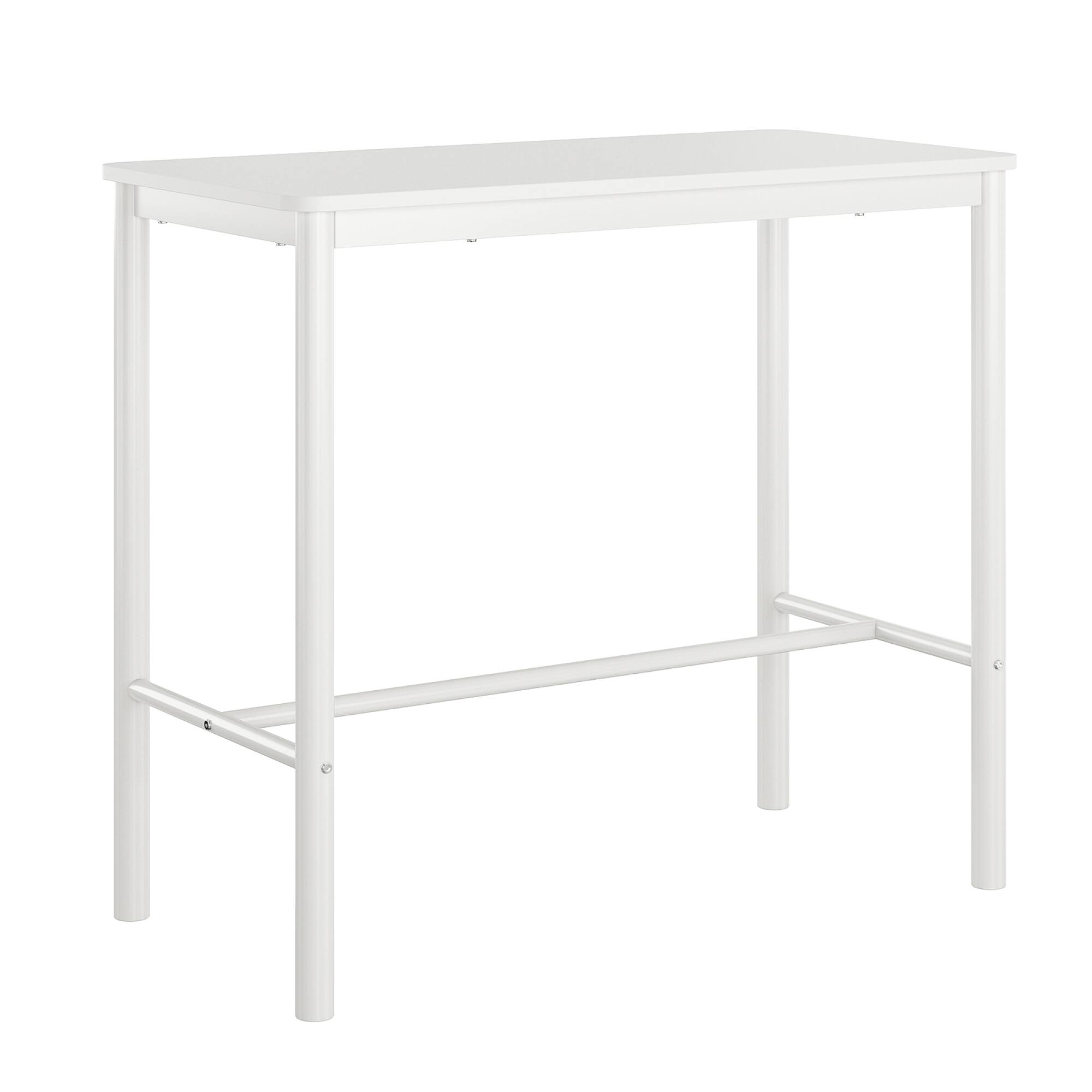 Angle. GOODSILO - 47 Inch Industrial Style Counter Height Bar Table with Metal Frame and Wooden Top for Dining and Entertainment - White.