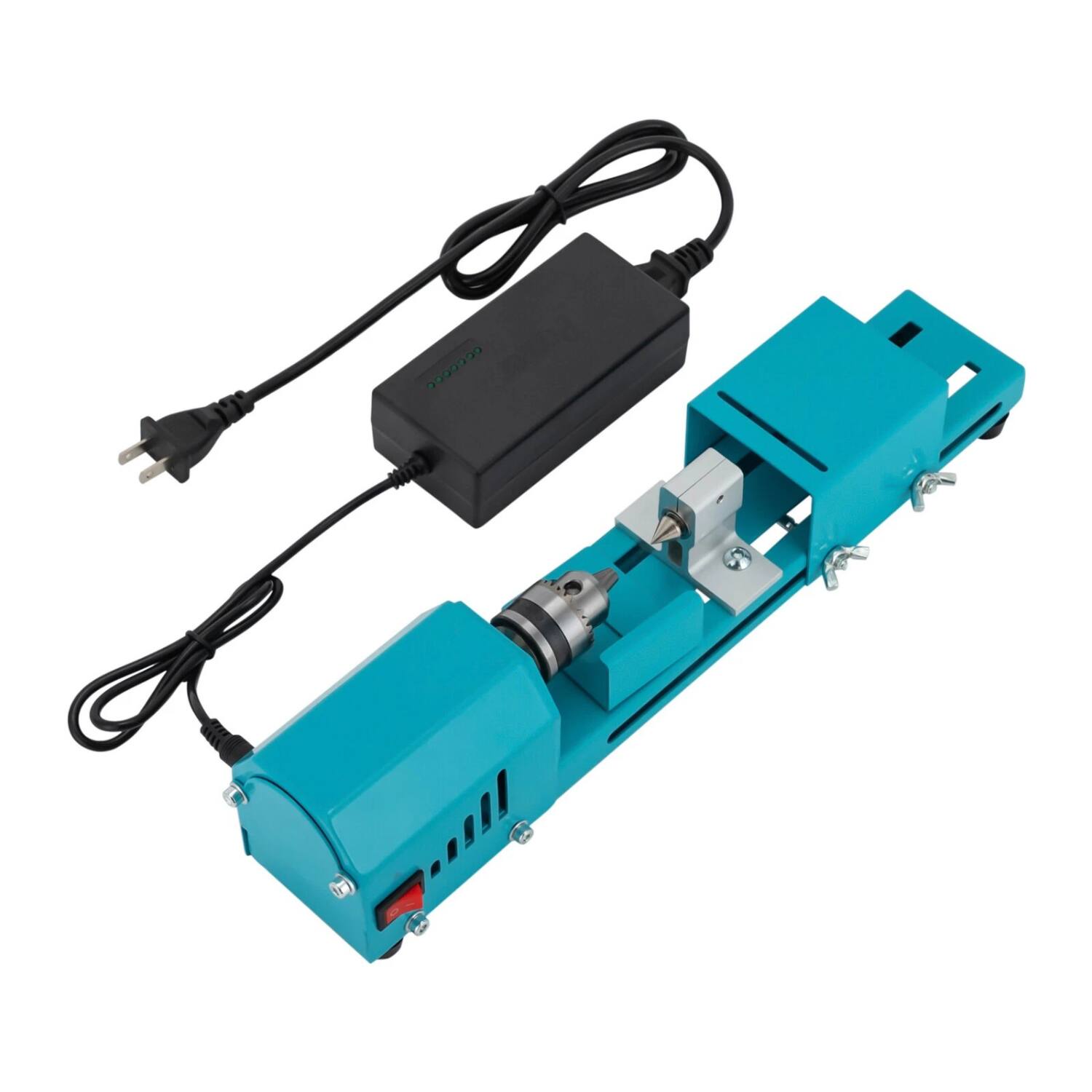 Front. Stock Preferred - Mini Wood Lathe Machine 96W Corded Electric Grinder & Polisher - Blue.