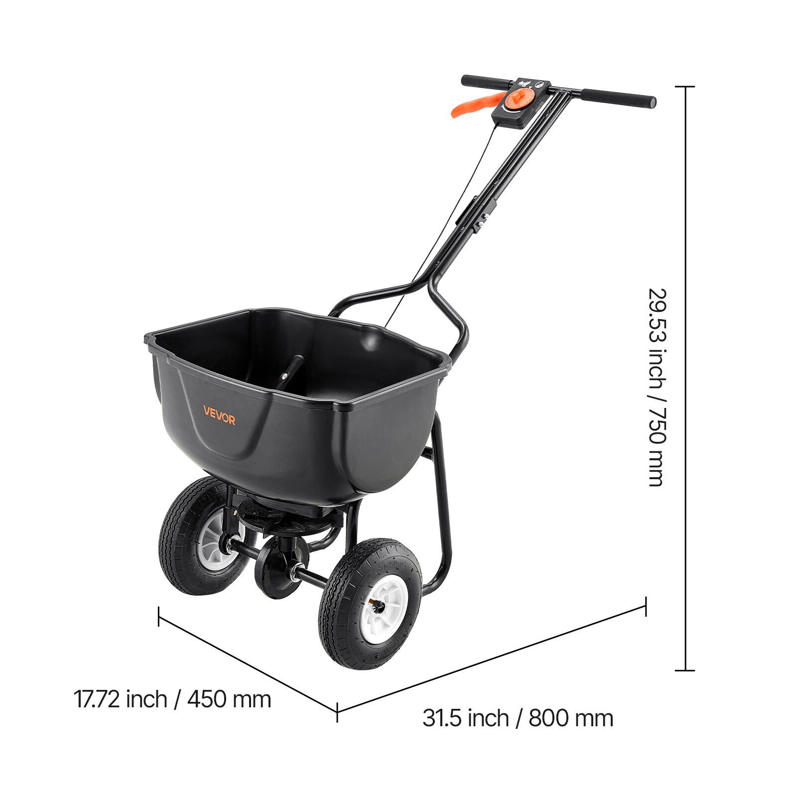 VEVOR  
29.53 inch / 750 mm  
17.72 inch / 450 mm  
31.5 inch / 800 mm