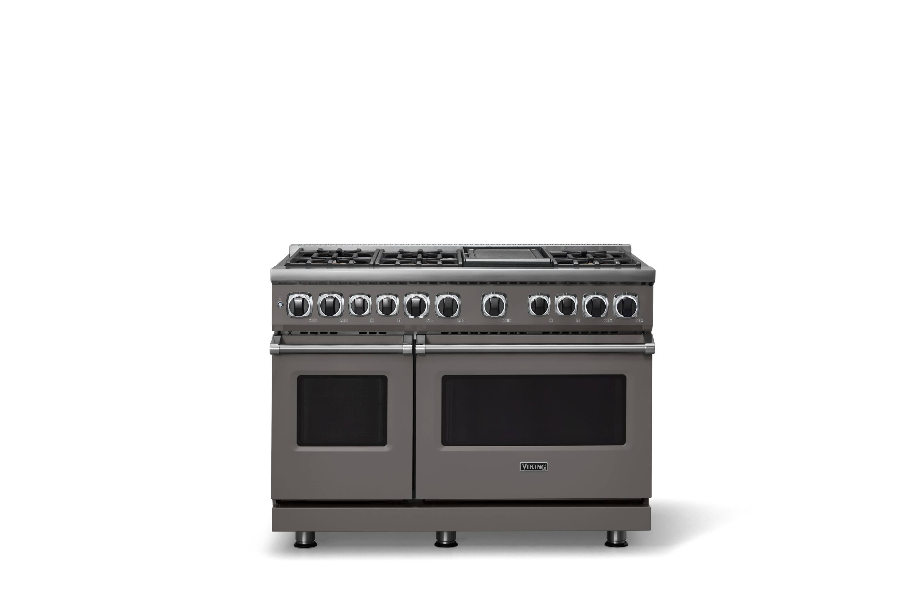 Alt View 4. Viking - 48"W. 7.3 Cu. Ft. 7Series Self-Clean LP Dual Fuel 8 Burner Range/Griddle-Damascus Gray - Damascus Gray.