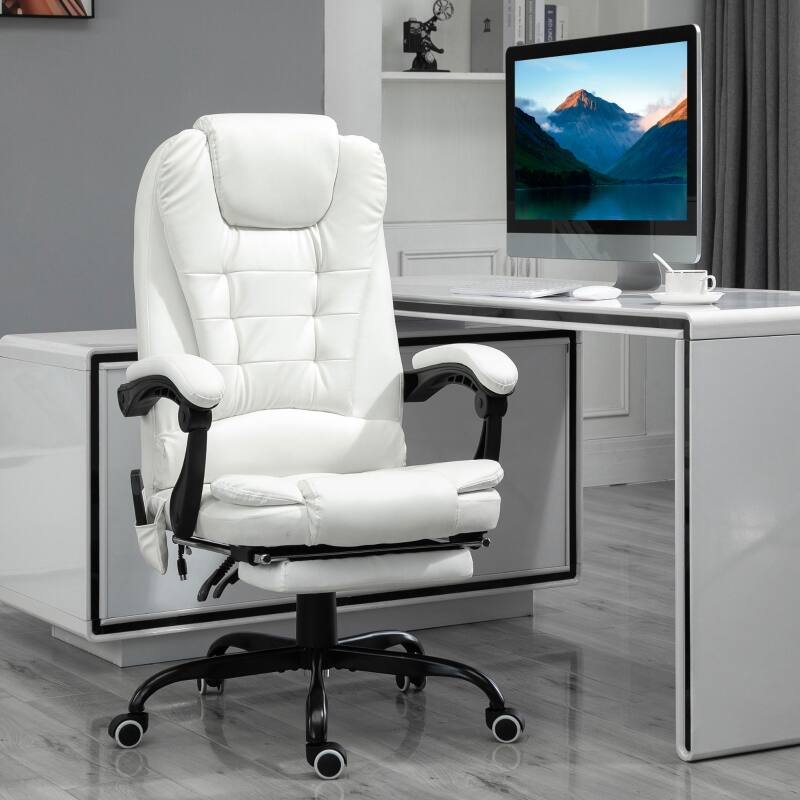 Angle. Anysun - 7-Point Vibrating Massage High-Back Executive Recliner with Lumbar Support and Footrest - White.