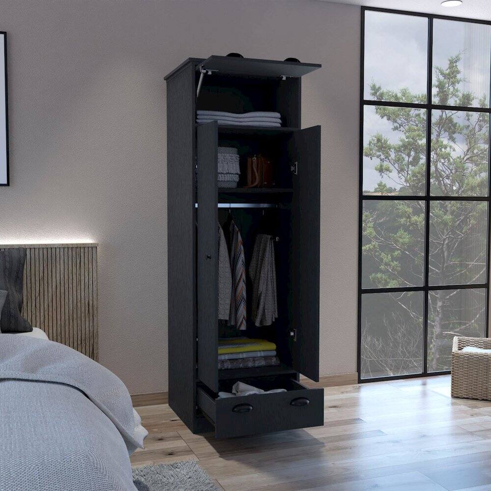 Alt View 4. TuHome - Falkland Armoire Black MDF - Black.