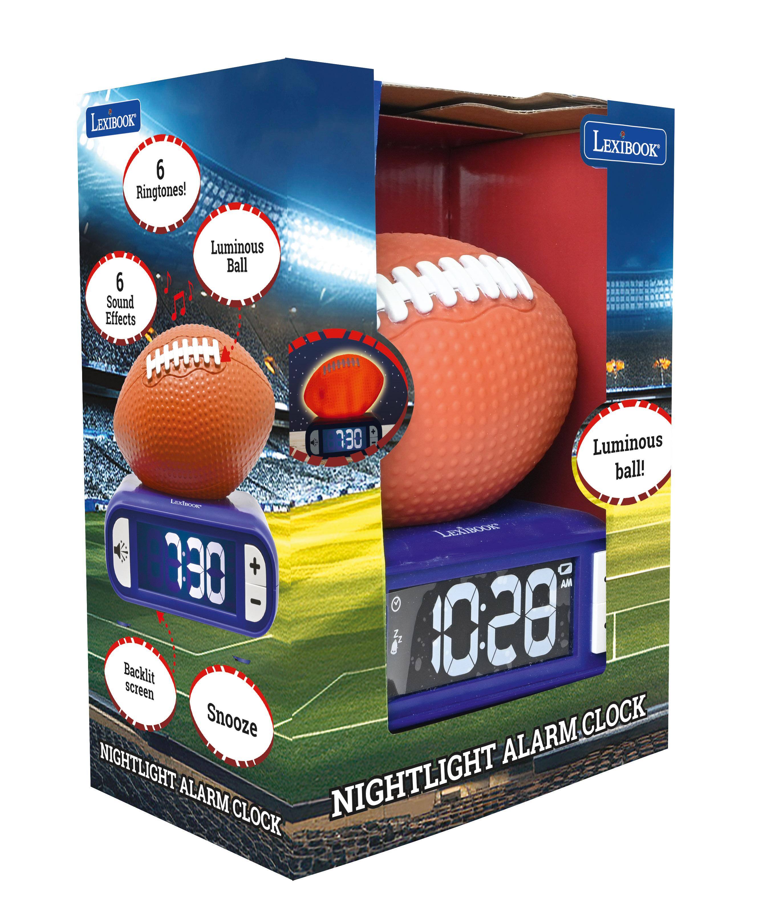 LEXIBOOK

6 Ringtones!
6 Sound Effects
Luminous Ball

7:30 Luminous ball! LEXIBOOKS LEXIBOOK AM Backlit screen 10:28 Snooze ALARM CLOCK NIGHTLIGHT ALARM CLOCK