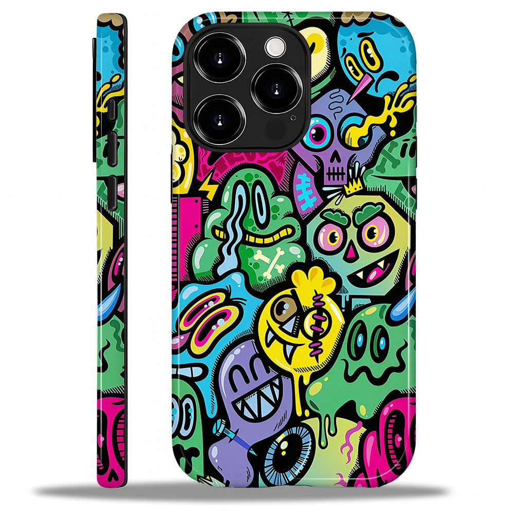 BUBM - Smartphone Case for iPhone - 2-Layer Durable Smartphone Protection Case - Neon Mutants - Neon Mutants for iPhone 16 Pro
