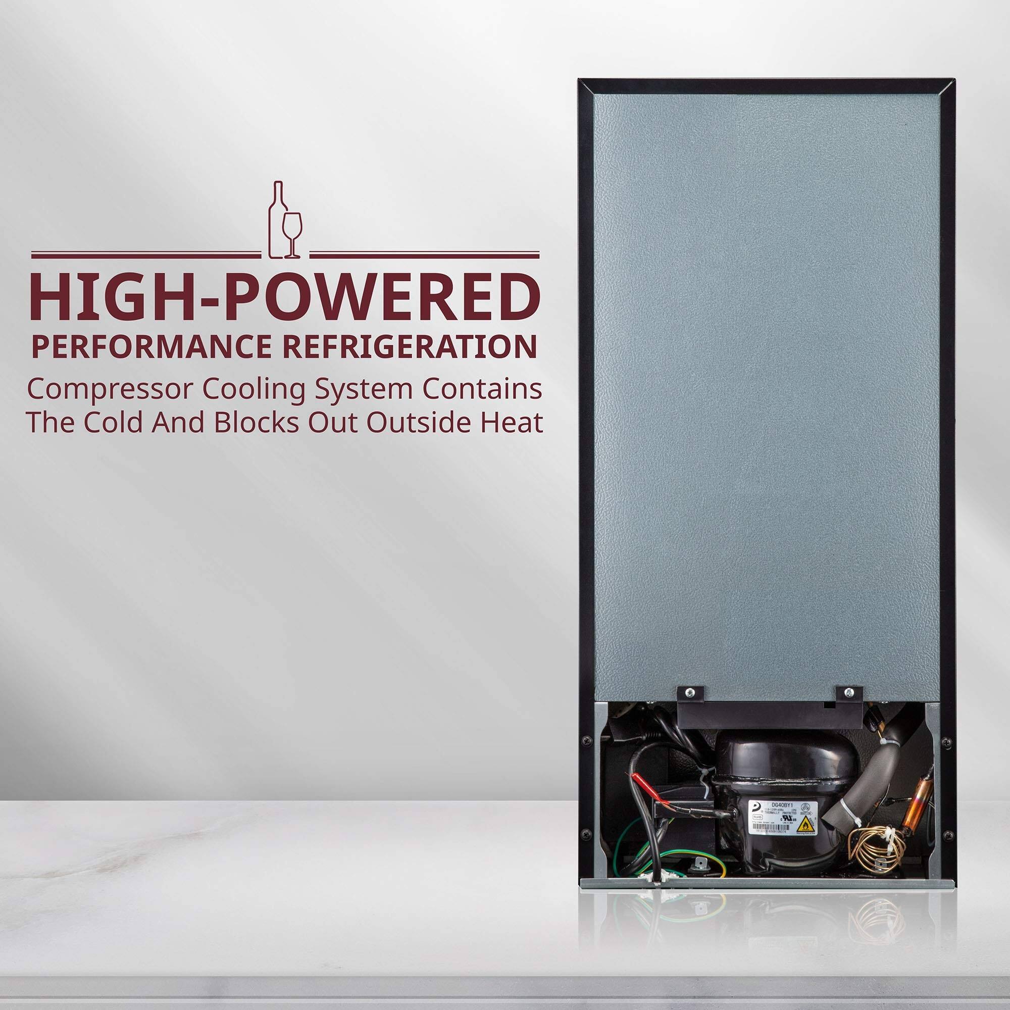 HIGH-POWERED PERFORMANCE REFRIGERATION  
Compressor Cooling System Contains The Cold And Blocks Out Outside Heat