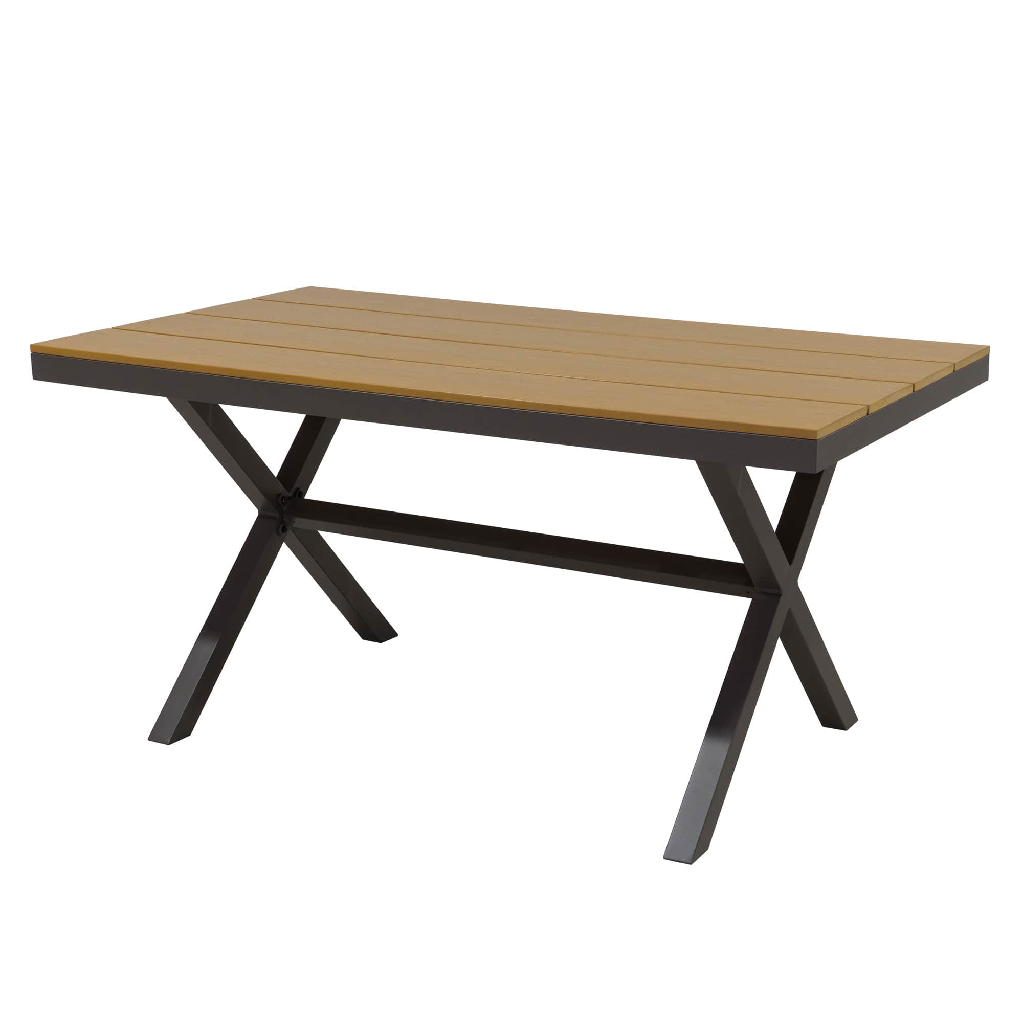 Mondawe - Outdoor Dining Table with Plastic Wood Surface - Brown