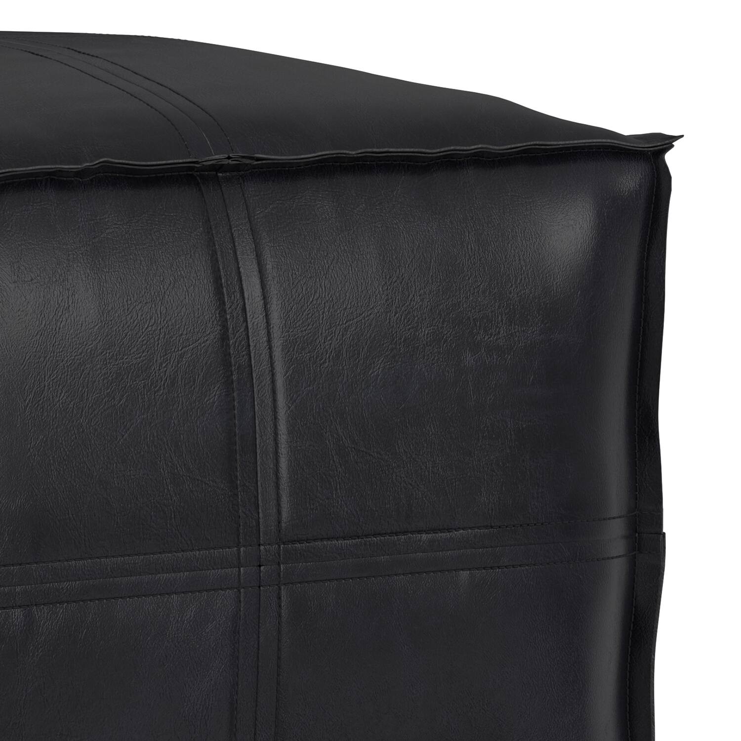 Alt View 2. Simpli Home - Simpli Home Brody 18W Square Top Stitich Pouf - Black.