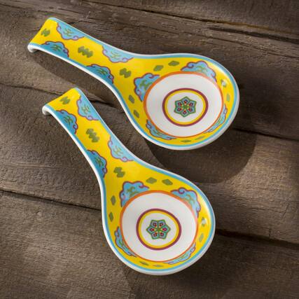 Front. Euro Ceramica Home - Galicia 9.5'' Ceramic Spoon Rests Set Of 2 -- Golden Yellow - Yellow.