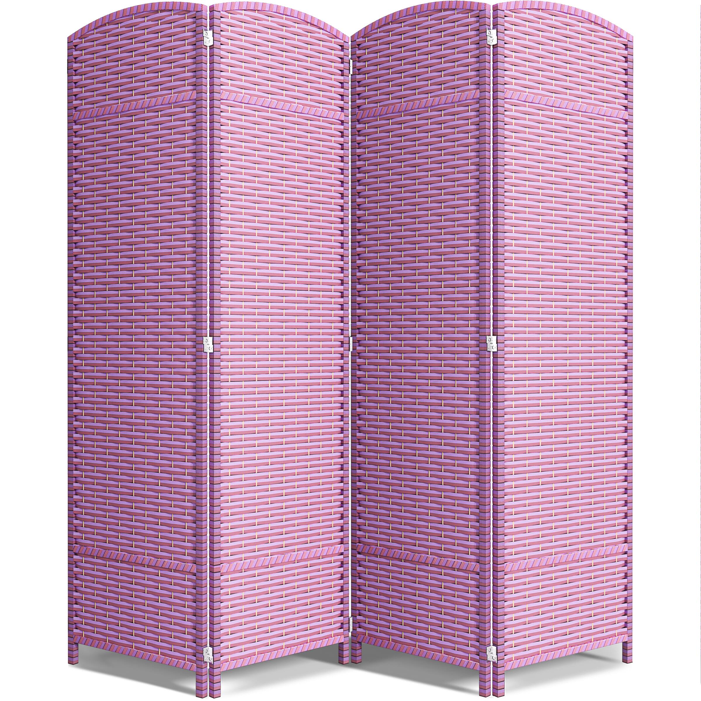Sorbus - 4 Panel Room Divider 6 ft. Tall - Privacy Screen, Extra Wide Double Hinged Panels, Mesh Hand-Woven Design - Pink Purple price history on PriceWatchPro