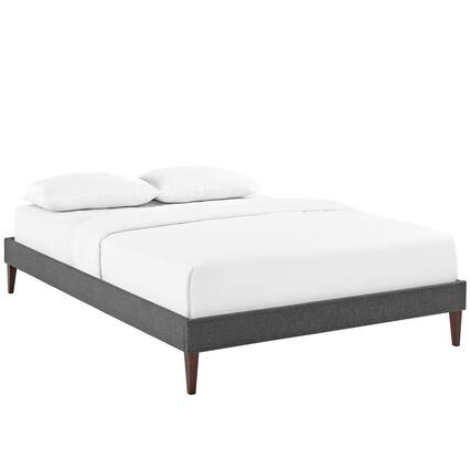 Front. Modway - Sharon Fabric Full Bed Frame with Squared Tapered Legs - Gray.