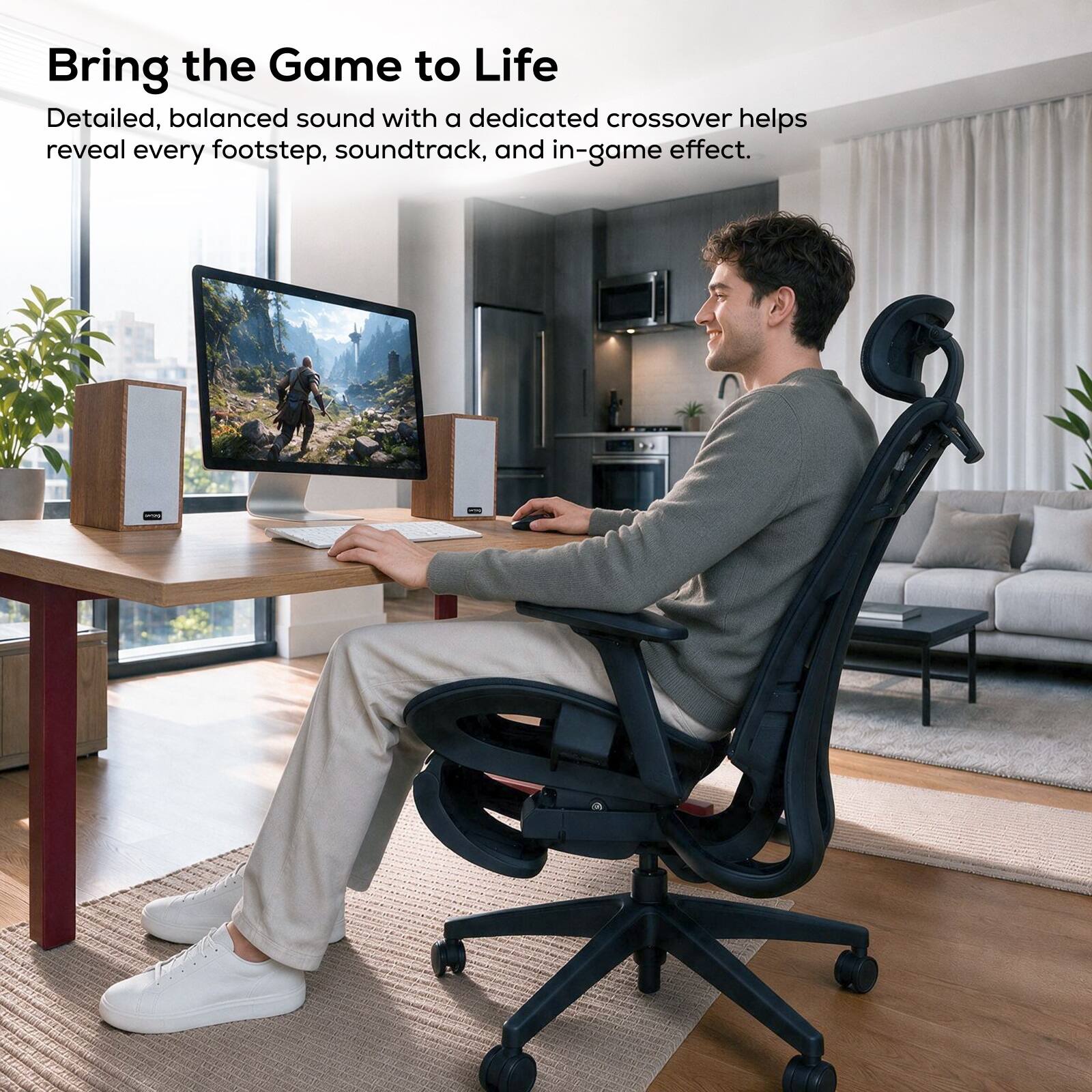 Bring the Game to Life  
Detailed, balanced sound with a dedicated crossover helps reveal every footstep, soundtrack, and in-game effect.