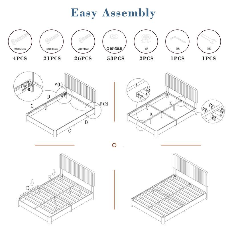 Easy Assembly

M8#55mm 4PCS  
M8#35mm 21PCS  
M8#20mm 26PCS  
Ø19#8.5 53PCS  
M8 2PCS  
M8 1PCS  
M8 1PCS  

F(L)  
F(R)  
D  
C  
P  
R  
B  
R  
2  
1  
K  
m  
R  
Q  
K  
C  
P  
R  
L  
P  
R  
a  
R  
S  
B  
R  
5  
C  
O  
E  
7  
1