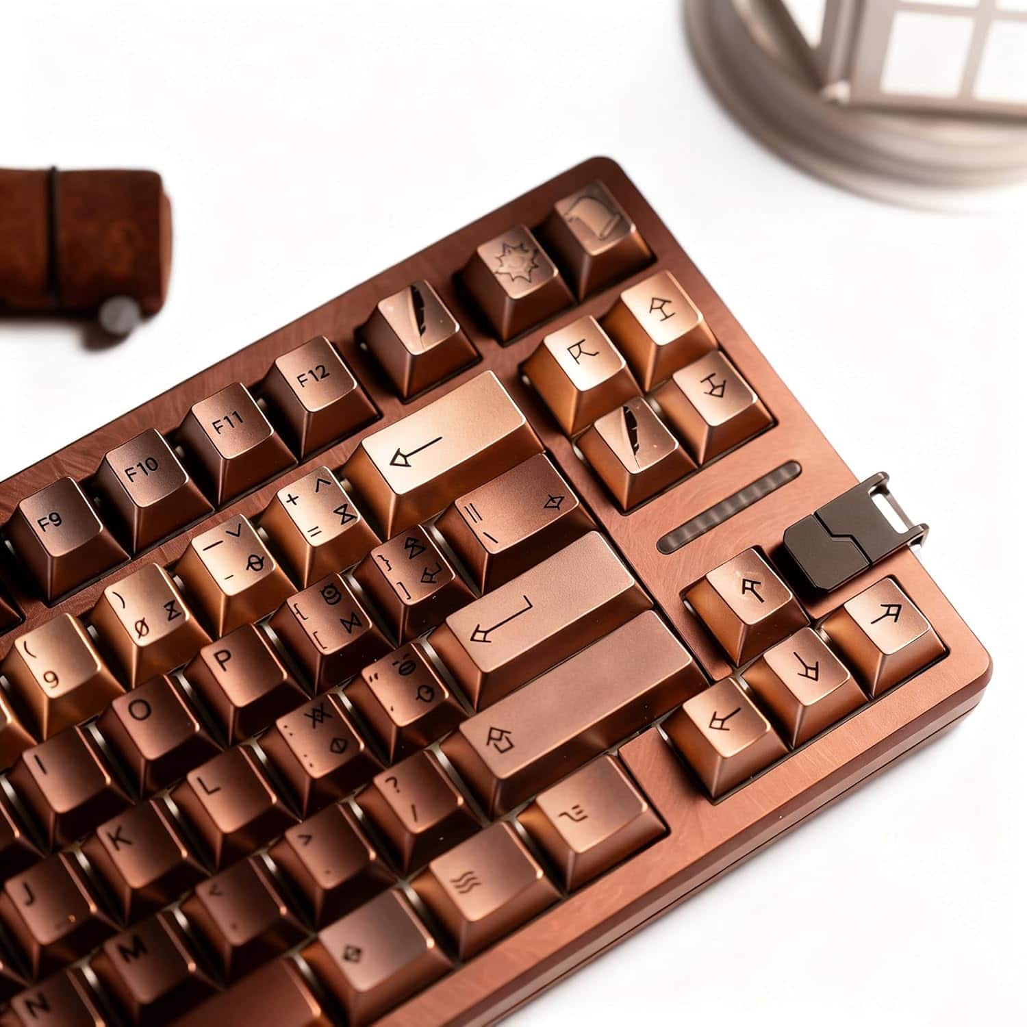 Womier - PBT Keycaps with Metal Paint, Cherry Profile for 61/64/66/68/75/84/87 MX Switches Mechanical Keyboards - Coffee