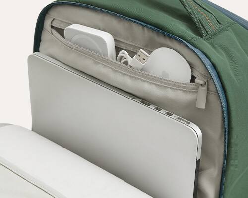 Alt View 3. Bagsmart - Moss 22L Backpack, 180° Full-Opening Work & Commute Daypack with 15.6" Laptop Sleeve for Daily Use - Fern Green.
