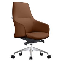 LeisureMod - Celeste High-Back Office Chair - Modern Leather Upholstery, Adjustable Height, Swivel & Tilt Armrest Desk Chair - Dark Brown