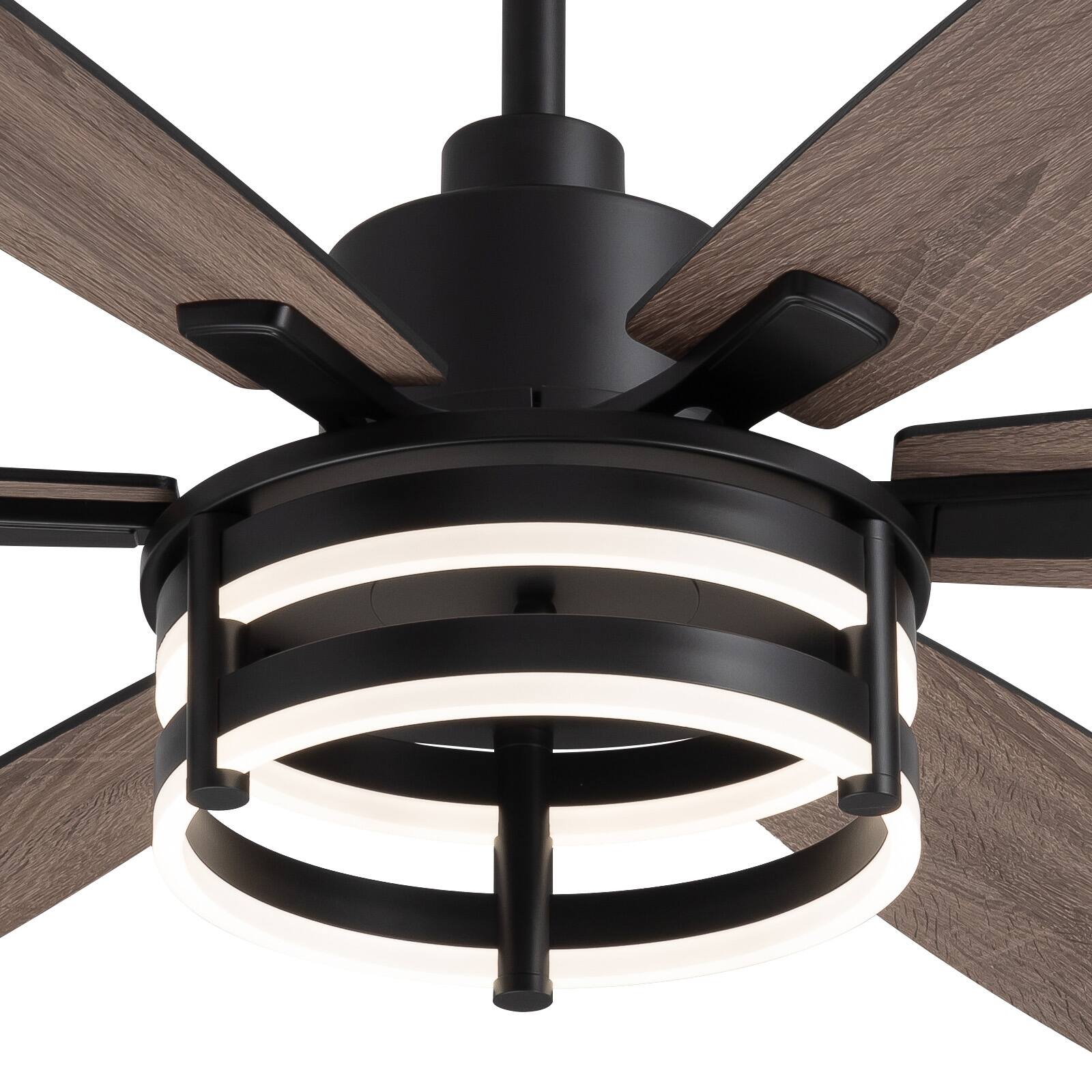 Alt View 2. Siljoy - 60-in Farmhouse Ceiling Fan with Light and Remote Control Include Use LED for Indoor and Outdoor - Matte Black.