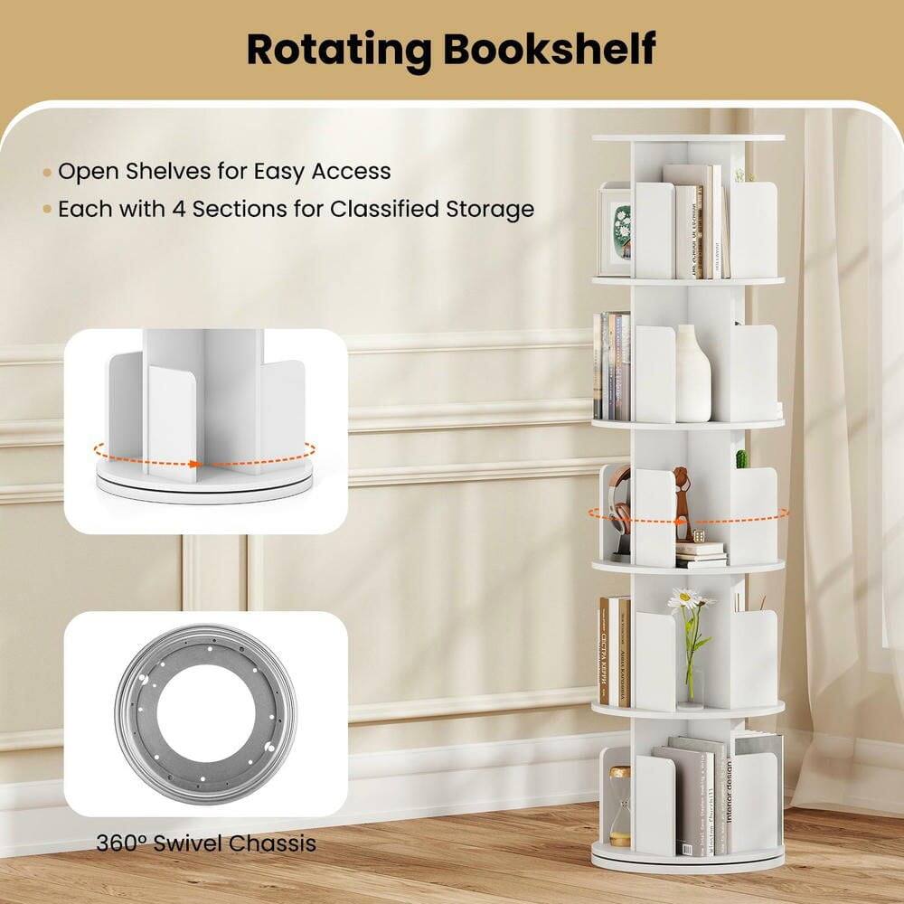 Rotating Bookshelf

- Open Shelves for Easy Access
- Each with 4 Sections for Classified Storage

360° Swivel Chassis