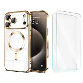 Entronix - Premium iPhone 17 Pro Max Bundle - Magnetic Glossy Case & 2 Screen Protectors - Gold