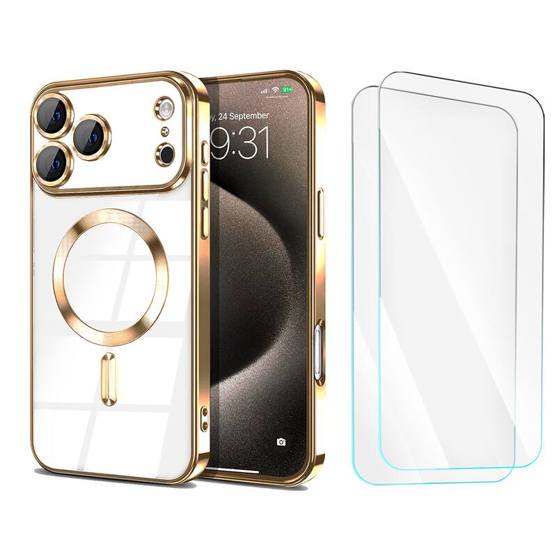 Entronix - Premium iPhone 17 Pro Bundle - Luxury Magnetic Case & 2 Screen Protectors - Gold