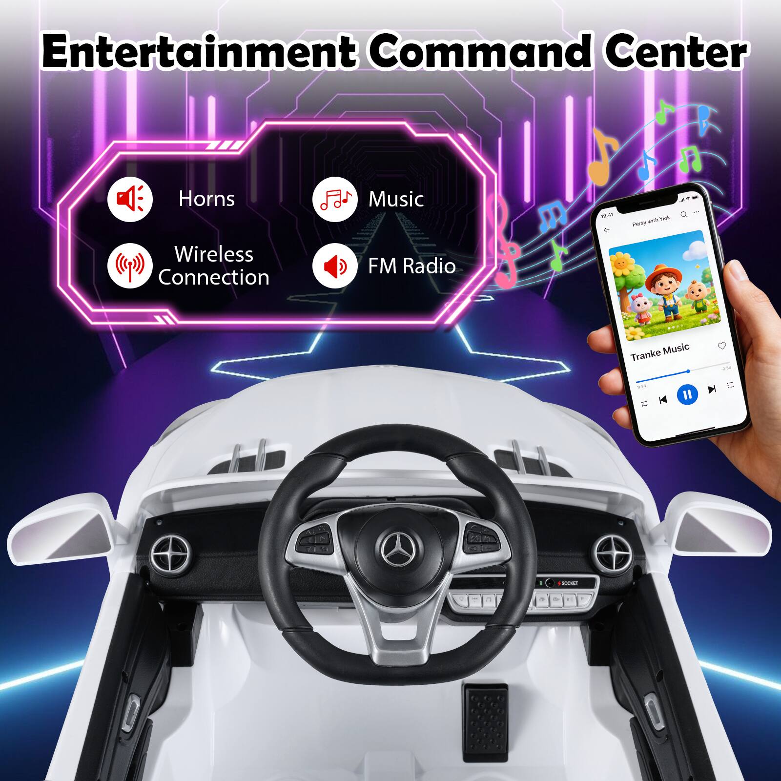 Entertainment Command Center

- Horns
- Music
- Wireless Connection
- FM Radio

with Yok Persy

Tranke Music