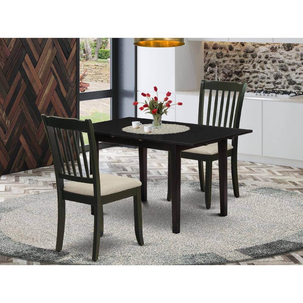 Back. East West Furniture - Dining Table- Dining Chairs - Brown.