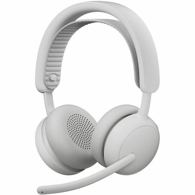 Front. Logitech - Logitech Zone Wireless 2 ES - Noise-Canceling Wireless Headset with Adaptive Hybrid ANC, Bluetooth, Off-White - Stereo - White.