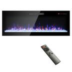 Front. GOODSILO - 50 Inch Recessed Ultra Thin Electric Fireplace, Wall Mounted, Multi Color Flame & Ember Bed, LED Heater - Antique Black.