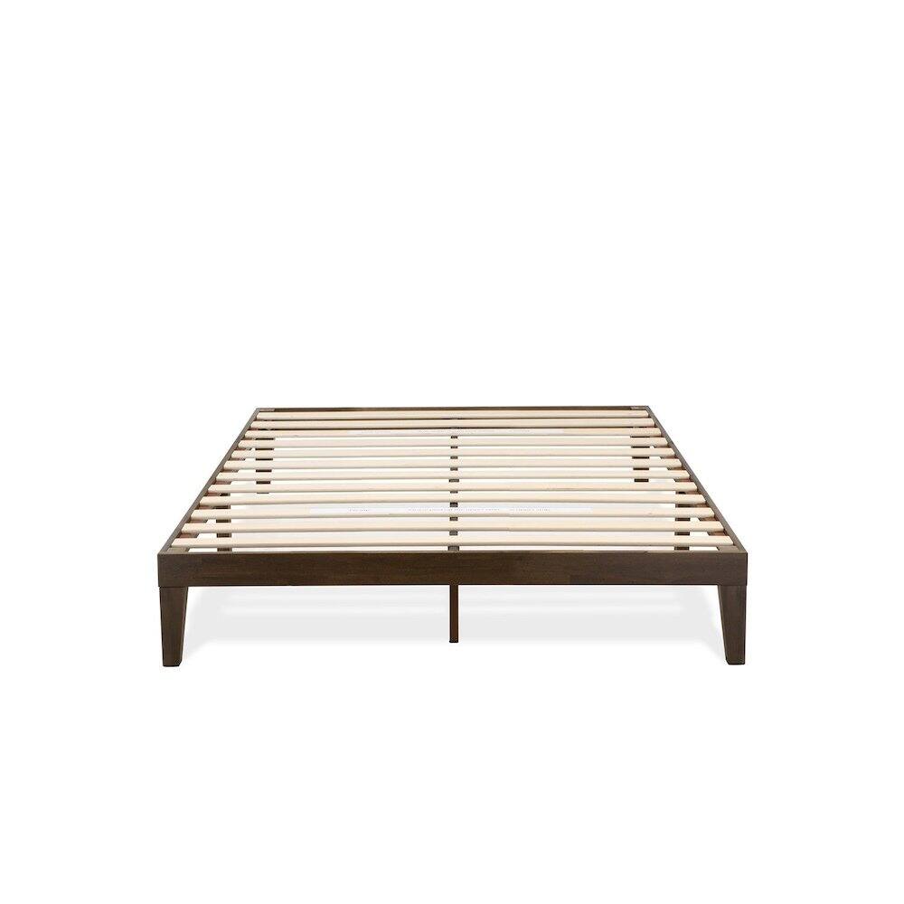 Left. East West Furniture - Queen Platform Bed Frame with 4 Legs and 2 Extra Center Legs - Walnut Finish - Walnut.