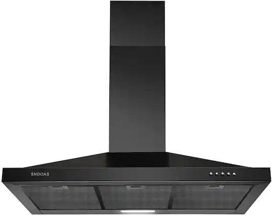 Front. Akoasm - Range Hood 36 in. Wall Mount Range Hood Stainless Steel Kitchen Vent Hood-Black - Black.