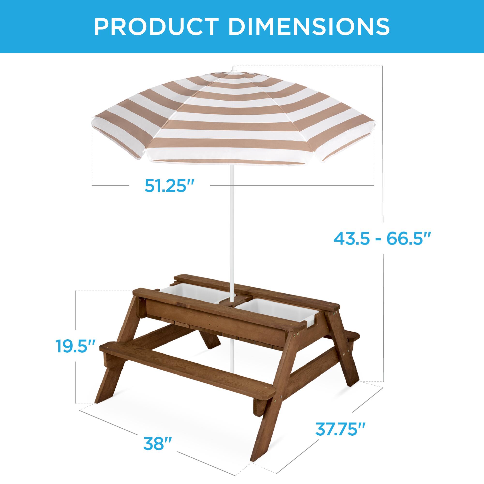 PRODUCT DIMENSIONS

- 51.25"
- 43.5 - 66.5"
- 19.5"
- 38"
- 37.75"