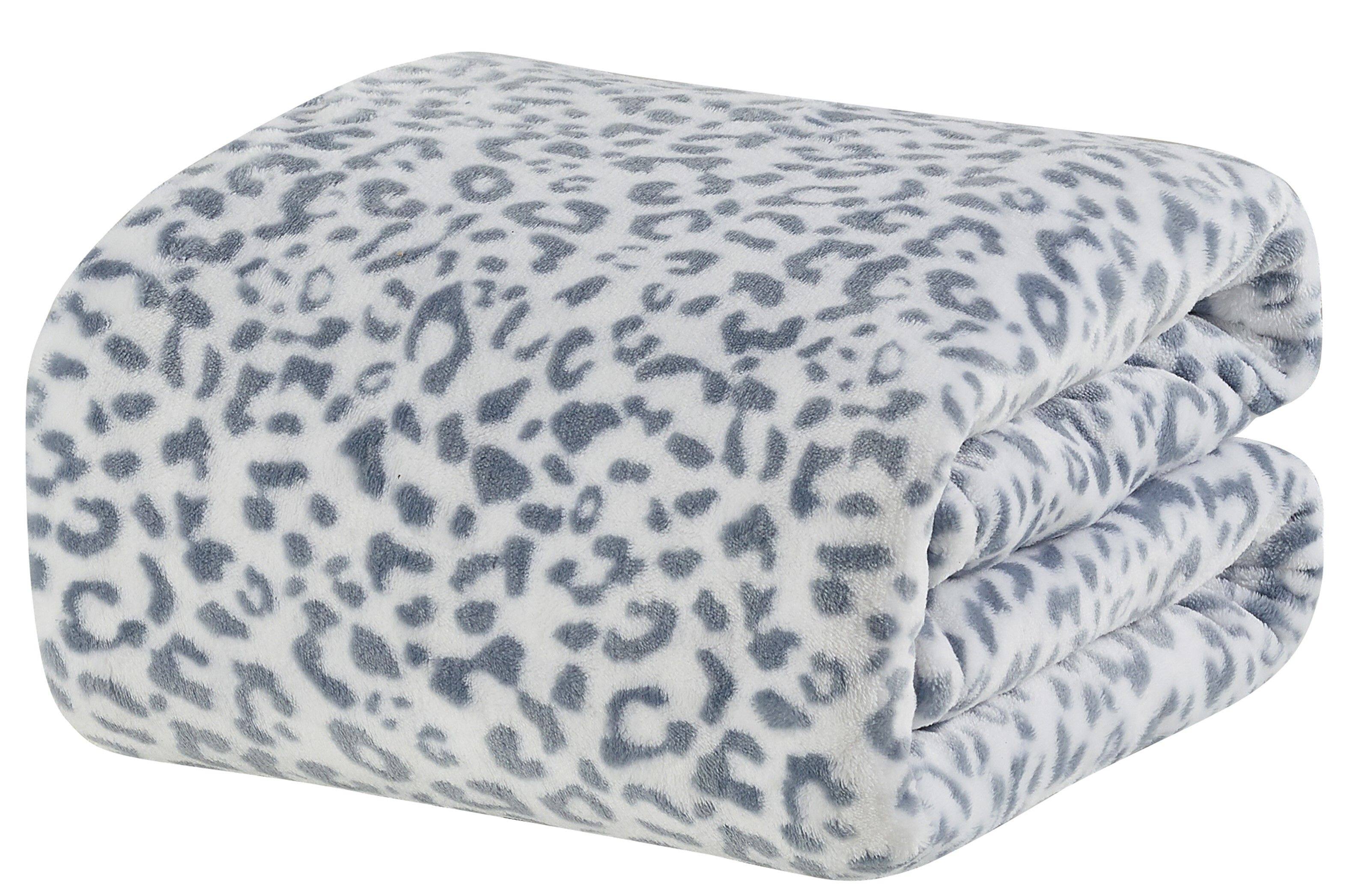 Left. Noble House - Noble House Extra Heavy and Plush Oversized Throw Blanket  50" x 70" - Grey White Leopard - Grey White Leopard.