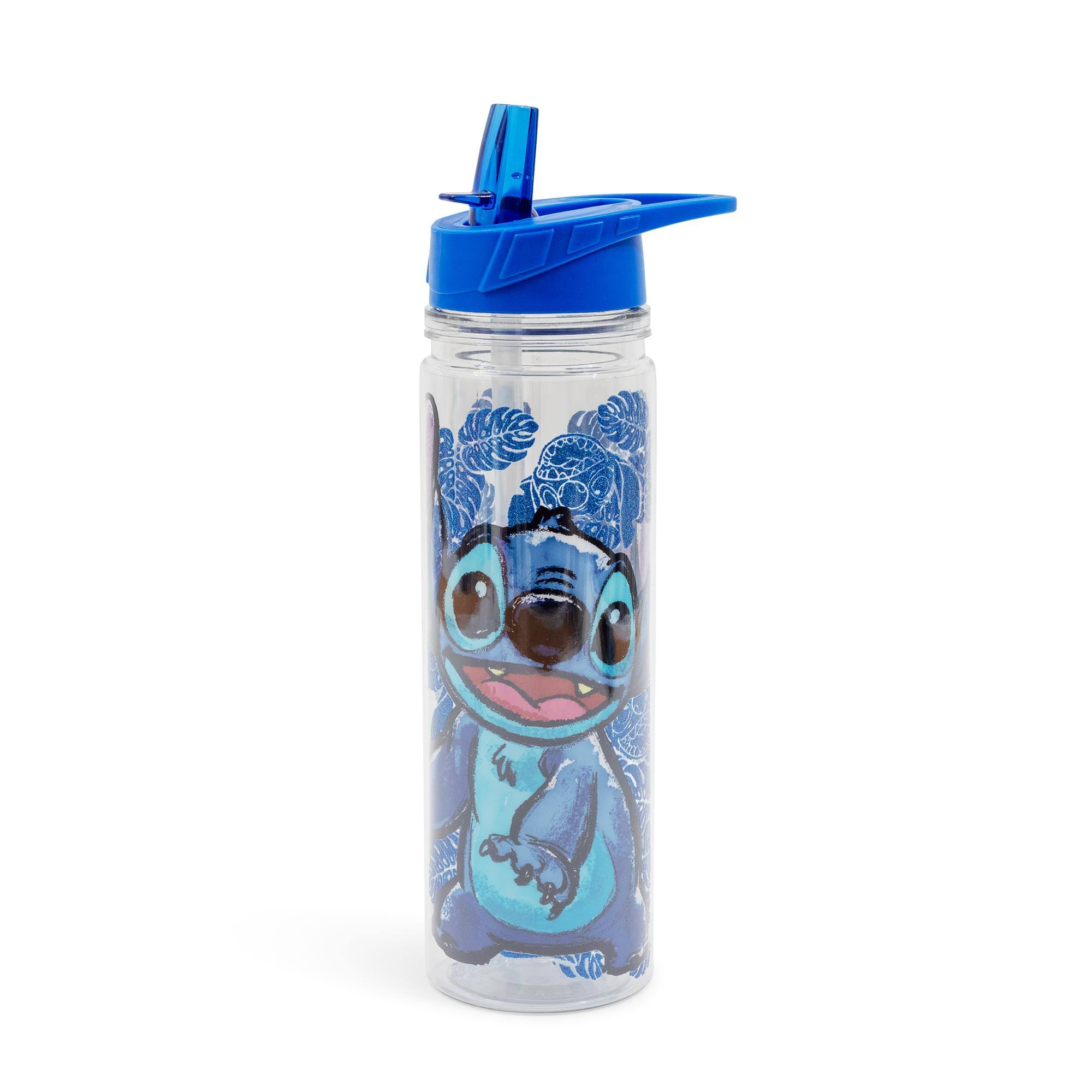 Alt View 1. Silver Buffalo - Disney Lilo & Stitch Floral Glitter Plastic Water Bottle | Holds 18 Ounces - Multi-Colored.