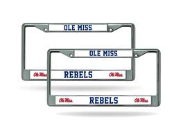 Rico Industries - Ole Miss Rebels Mississippi Chrome Metal License Plate Frame - Set of 2 Frames - Multi