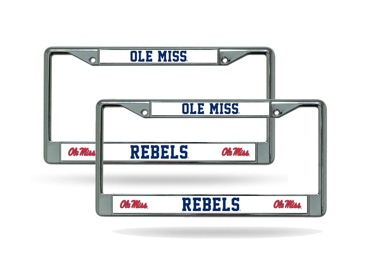 Ole Miss Rebels Mississippi Chrome Metal License Plate Frame - Set of 2 Frames