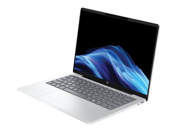 Angle. HP - HP OmniBook 5 Laptop Computer 14" 2K Snapdragon X 16 GB memory;512 GB SSD - Glacier silver aluminum.
